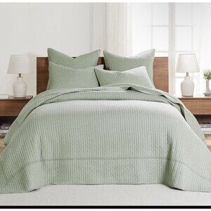 Levtex Home Cross Stitch KING Bedspread + 2 KING Shams Set Desert Sage